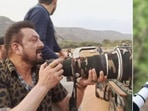 Sanjay Dutt and Raveena Tandon at Jhalana Leopard Safari Park in Jaipur.