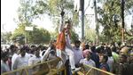 Bharatiya Janata Party workers celebrate the party’s victory in the Uttar Pradesh assembly election in Ghaziabad on Thursday. (Sakib Ali/HT Photo) Bharatiya Janata Party workers celebrate the party’s victory in the Uttar Pradesh assembly election in Ghaziabad on Thursday. (Sakib Ali/HT Photo)