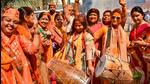 BJP supporters celebrate after party's victory in the Uttar Pradesh assembly elections, in Varanasi on Thursday. (PTI) BJP supporters celebrate after party's victory in the Uttar Pradesh assembly elections, in Varanasi on Thursday. (PTI)