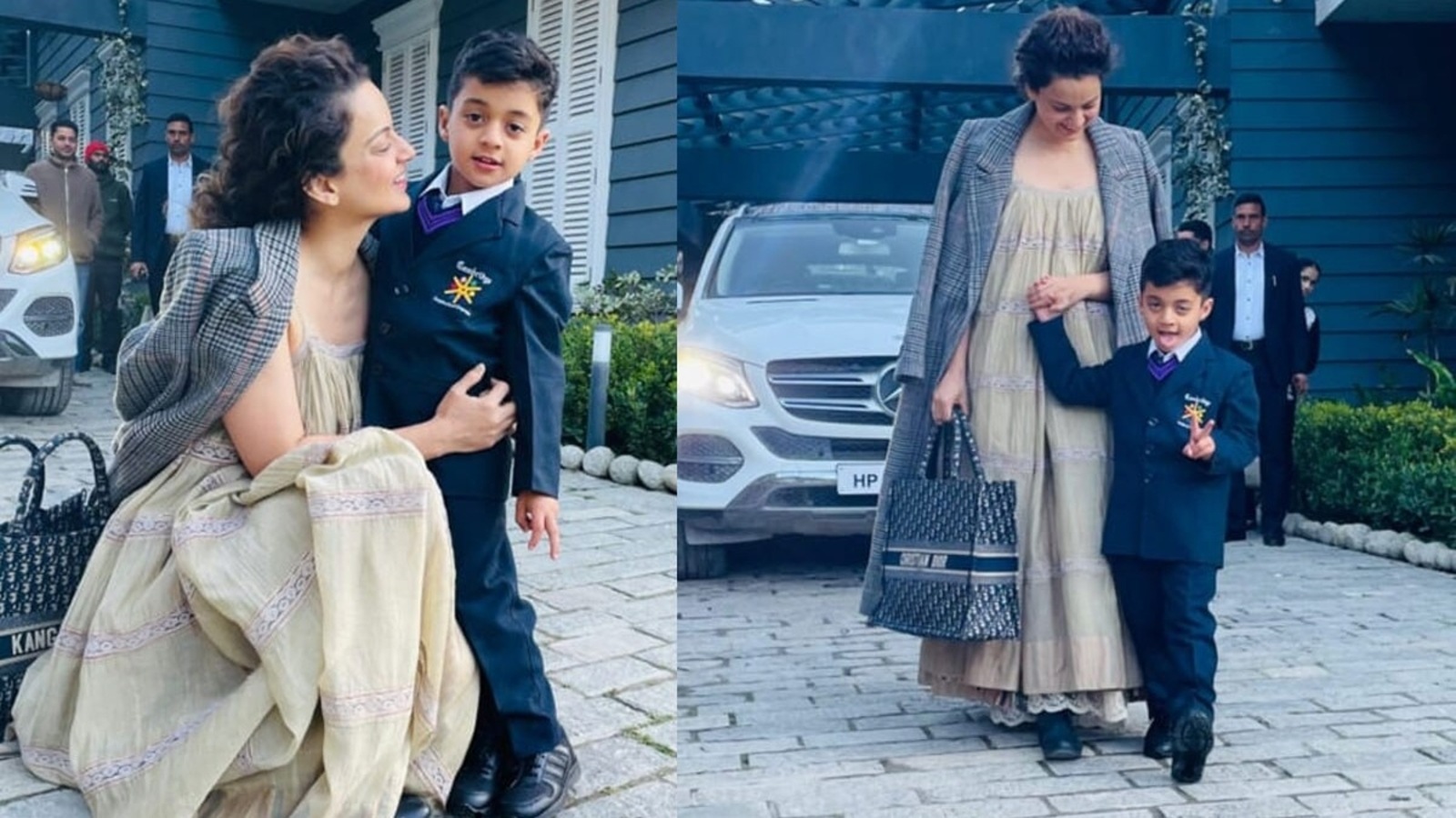 Kangana Ranaut gives nephew a hug as she sees him off on his first day of school in Manali