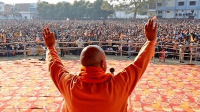 Adityanath, contesting his first assembly election, did not seem to be getting much fight from rivals on the Gorakhpur seat (REUTERS)
