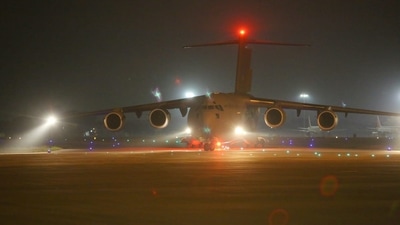 This was the 17th flight that the Indian Air Force (IAF) has operated to evacuate people stranded in Ukraine. (HT Photo/Sanchit Khanna)