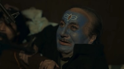The Kashmir Files movie review: Anupam Kher in a still from the movie. The Kashmir Files movie review: Anupam Kher in a still from the movie.