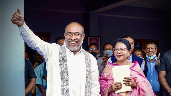 Manipur chief minister N Biren Singh secured an easy win from his home seat of Heingang by defeating the Congress candidate by a margin of 18,271 votes. (PTI)