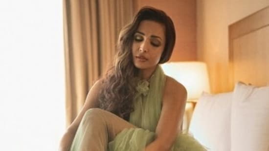 Malaika Arora in sheer ruffle dress and <span class='webrupee'>₹</span>83k gold heels gets captured in a candid moment: See pic