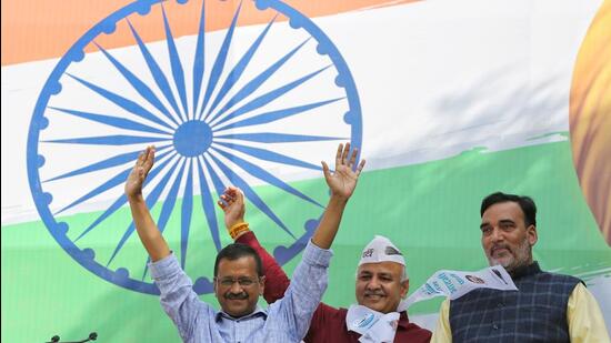 On the last day of campaigning in Punjab on February 18, Delhi chief minister and AAP supremo Arvind Kejriwal said he was branded as a terrorist by “corrupt” leaders in the state who were rattled by him. (Sanchit Khanna/ HT)