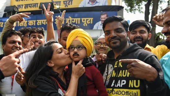 The trends indicated that the ruling Congress has been decimated in Punjab while the Sukhdev Singh Dhindsa-led SAD (Sanyukt), which contested the polls in alliance with the BSP, has failed to make much impact.(HT Photo/Sanchit Khanna)