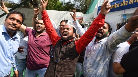 The Congress was leading in 17 seats, SAD in six, BJP two and Independent in one seat, according to trends available at 1 pm.(HT Photo/Sanchit Khanna)