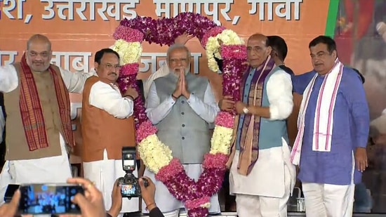 Election 2022 results: BJP leaders felicitate PM Modi on party's win in four states.