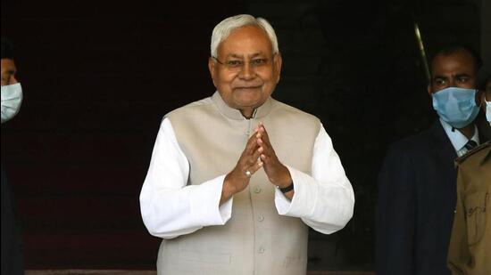 Manipur election result: Bihar chief minister Nitish Kumar’s Janata Dal United has won one seat and is leading on four seats in the Manipur assembly elections. (HT File Photo/Santosh Kumar)