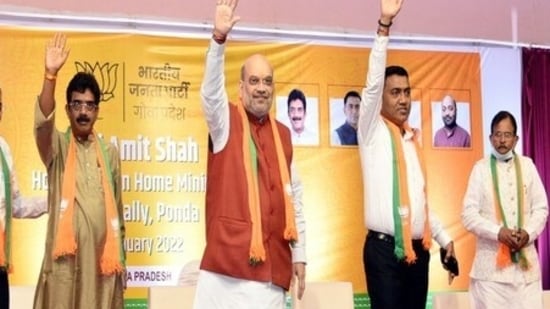 Goa CM Pramod Sawant, Union Minister Amit Shah and others at an event (File Photo/ANI)