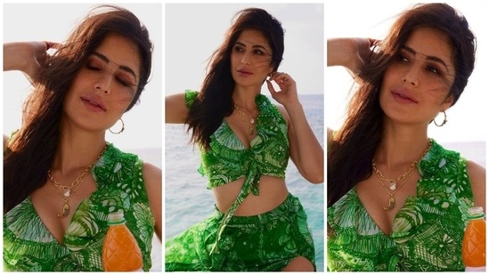 Katrina Kaif is a total beach babe in cropped top and flowy skirt.&nbsp;