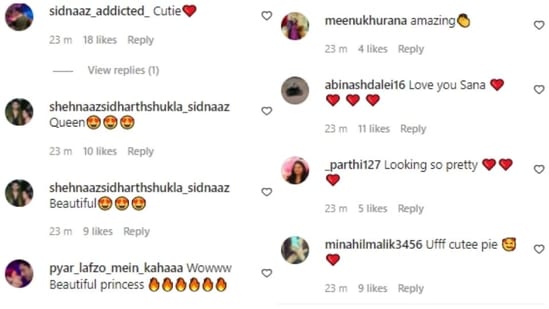 Comments on Shehnaaz Gill's post.