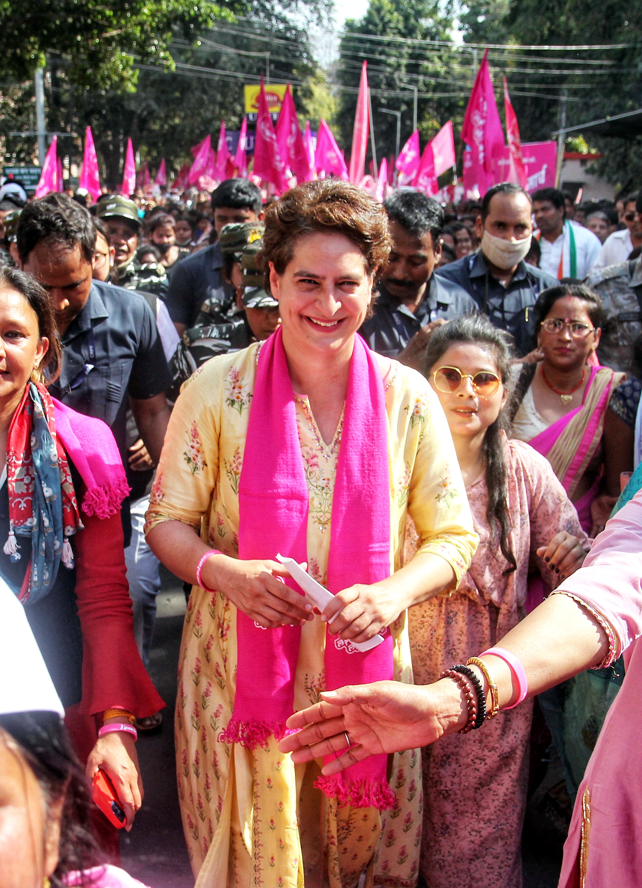 Lucknow, Mar 08 (ANI): Congress General Secretary Priyanka Gandhi Vadra takes part in a 'Ladki Hoon Lad Sakti Hoon' march on the occasion of International Women's day, in Lucknow on Tuesday. (ANI Photo) (Naeem Ansari) Lucknow, Mar 08 (ANI): Congress General Secretary Priyanka Gandhi Vadra takes part in a 'Ladki Hoon Lad Sakti Hoon' march on the occasion of International Women's day, in Lucknow on Tuesday. (ANI Photo) (Naeem Ansari)