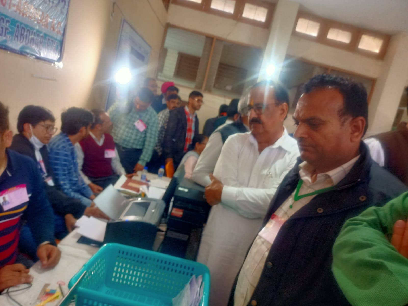 BJP MLA Arun Narang at counting station in Abohar