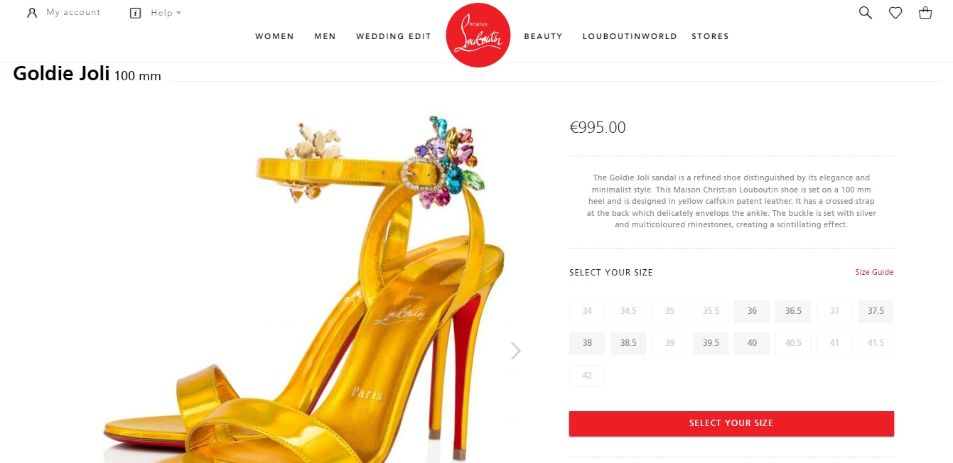 Malaika Arora's gold heels. (christianlouboutin.com)