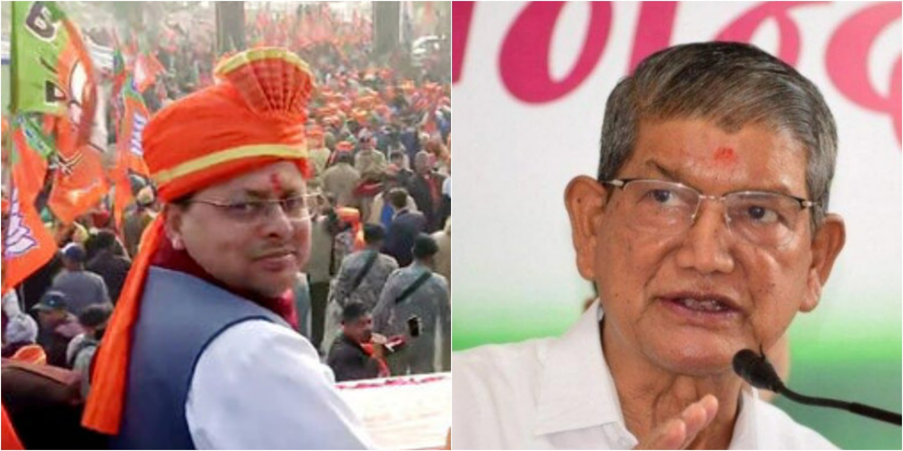 File photos of incumbent Uttarakhand CM Pushkar Singh Dhami and Congress leader Harish Rawat. File photos of incumbent Uttarakhand CM Pushkar Singh Dhami and Congress leader Harish Rawat.