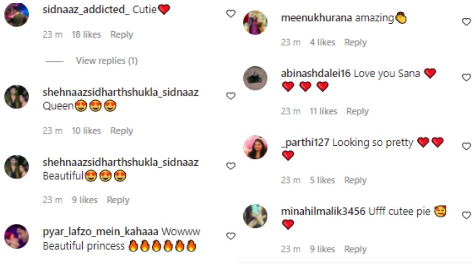 Comments on Shehnaaz Gill's post. Comments on Shehnaaz Gill's post.
