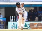 India's Hanuma Vihari plays a shot on day one of the first test match between India and Sri Lanka, at PCA Stadium, in Mohali on Friday