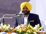 Aam Aadmi Party (AAP) Bhagwant Mann addressing the supporters on taking oath as the Chief Minister in Bhagat Singh's village Khatkarkalan. (ANI Photo)(ANI) Aam Aadmi Party (AAP) Bhagwant Mann addressing the supporters on taking oath as the Chief Minister in Bhagat Singh's village Khatkarkalan. (ANI Photo)(ANI)