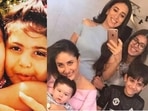 Karisma Kapoor with young Samaira (left) and with Kareena Kapoor, grown up Samaira, Kiaan and Taimur (right). Karisma Kapoor with young Samaira (left) and with Kareena Kapoor, grown up Samaira, Kiaan and Taimur (right).