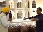 Punjab CM-in-waiting Bhagwant Mann meets AAP leader Arvind Kejriwal (Credit: Alok KN Mishra)