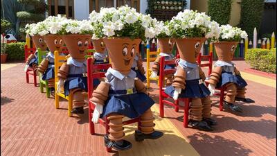 Gurukul School, Panchkula, is among the winners of potted plants competition held as part of the Spring Fest. (HT Photo)