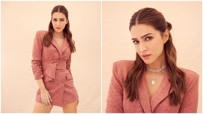 The outfit is double-breasted at the front with fabric button details. (Instagram/@sukritgrover) The outfit is double-breasted at the front with fabric button details. (Instagram/@sukritgrover)