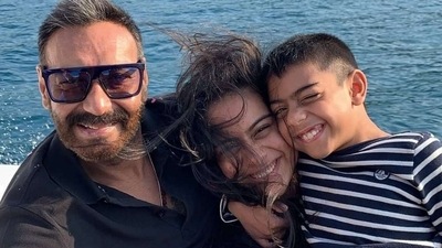Ajay Devgn with kids Nysa and Yug. Ajay Devgn with kids Nysa and Yug.
