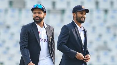Indian skipper Rohit Sharma and his Sri Lankan counterpart Dimuth Karunaratne (PTI) Indian skipper Rohit Sharma and his Sri Lankan counterpart Dimuth Karunaratne (PTI)