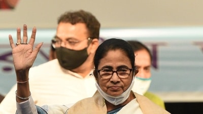 Trinamool Congress (TMC) party chairperson and chief minister Mamata Banerjee gestures during State Committee meeting on the occasion of International Women's Day at Nazrul Manch in Kolkata, West Bengal. (Samir Jana/HT Photo) Trinamool Congress (TMC) party chairperson and chief minister Mamata Banerjee gestures during State Committee meeting on the occasion of International Women's Day at Nazrul Manch in Kolkata, West Bengal. (Samir Jana/HT Photo)