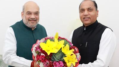 Union home minister Amit Shah with Himachal Pradesh CM Jai Ram Thakur in New Delhi on Friday. (HT Photo) Union home minister Amit Shah with Himachal Pradesh CM Jai Ram Thakur in New Delhi on Friday. (HT Photo)