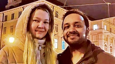 Anwesh Upadhyaya and his partner Viktoriia Ivanova. (HT PRINT) Anwesh Upadhyaya and his partner Viktoriia Ivanova. (HT PRINT)