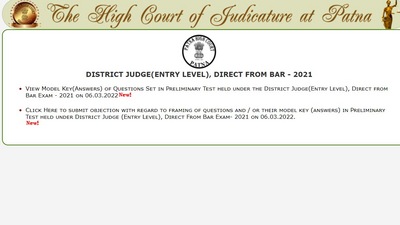 Patna High Court answer key released for District Judge posts, direct link here
