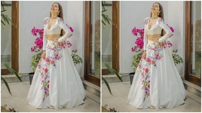 Anusha played muse to fashion designer Manish Malhotra and picked the white ethnic ensemble from his wardrobe. (Instagram/@vjanusha)