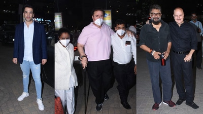 Tusshar Kapoor, Randhir Kapoor, Vivek Agnihotri and Anupam Kher at The Kashmir Files screening on Thursday. (Varinder Chawla) Tusshar Kapoor, Randhir Kapoor, Vivek Agnihotri and Anupam Kher at The Kashmir Files screening on Thursday. (Varinder Chawla)
