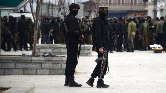 The J&K Police have also identified the two militants killed in Naina Batapora village in Pulwama on Thursday. (Waseem Andrabi/Hindustan Times)