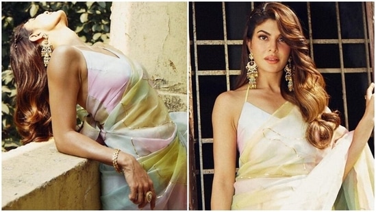 Jacqueline Fernandez's organza saree for Bachchhan Paandey promotions costs <span class='webrupee'>?</span>26k: See her dreamy pics