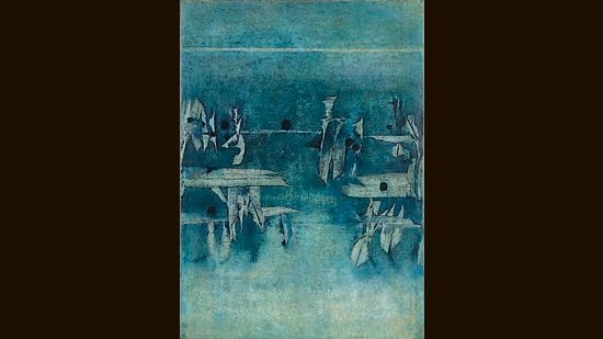 The untitled 1969 abstract by VS Gaitonde that fetched ₹42 crore in February, setting a new record for highest price paid for an Indian art work at auction.(Image courtesy Pundole's)