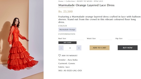 Cost of Hina Khan's orange midi dress.(worldofasra.com)
