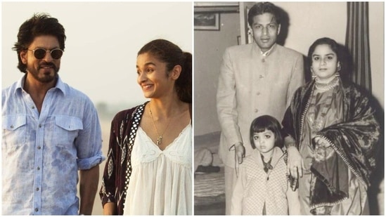 Alia Bhatt and Shah Rukh Khan worked together in Dear Zindagi, (right) Shah Rukh's parents with his sister.