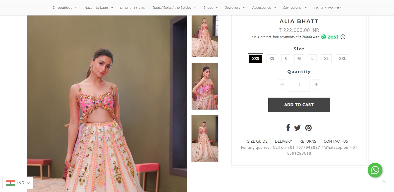 Cost of Alia Bhatt's lehenga set.&nbsp; (papadontpreach.com)