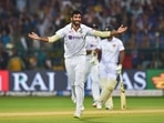 India's Jasprit Bumrah celebrates the wicket of Sri Lanka's Kusal Mendis during the first day of 2nd test cricket match between India and Sri Lanka at Chinnaswamy Stadium, in Bengaluru, Saturday, March 12, 2022.(PTI)