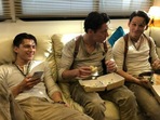 Tom Holland with his stunt doubles Luke Scott and Greg Townley, on the sets of Uncharted. (instagram/@luke_scott94) Tom Holland with his stunt doubles Luke Scott and Greg Townley, on the sets of Uncharted. (instagram/@luke_scott94)