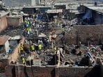 A view of the slum cluster that was gutted in a fire early on Saturday.&nbsp;