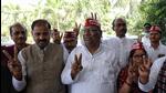 BJP ally Nishad Party chief Sanjay Nishad with newly elected MLAs in Lucknow on Saturday. (Deepak Gupta/HT Photo) BJP ally Nishad Party chief Sanjay Nishad with newly elected MLAs in Lucknow on Saturday. (Deepak Gupta/HT Photo)