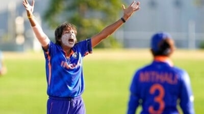 Jhulan Goswami in action at the 2022 Women's WC. (AP) Jhulan Goswami in action at the 2022 Women's WC. (AP)