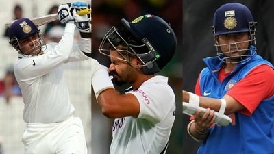 Virender Sehwag, Shreyas Iyer and Sachin Tendulkar Virender Sehwag, Shreyas Iyer and Sachin Tendulkar