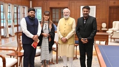 PM Modi with the crew behind The Kashmir Files. PM Modi with the crew behind The Kashmir Files.