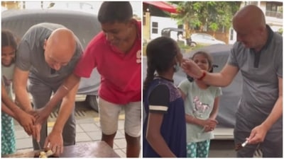 Anupam Kher celebrated his birthday with children on the streets.